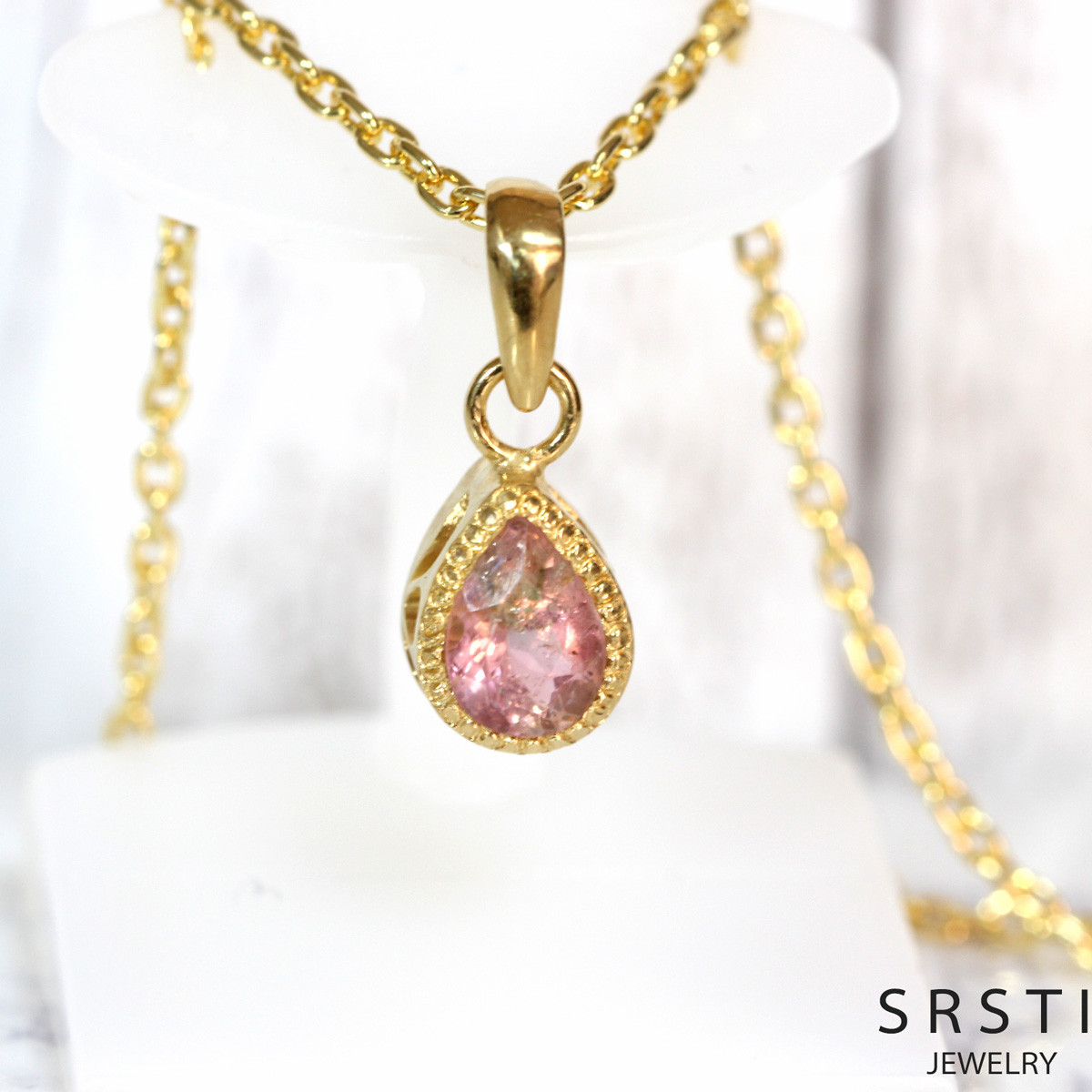 ★１点物★ バイカラートルマリンペアシェイプK18GP チャーム