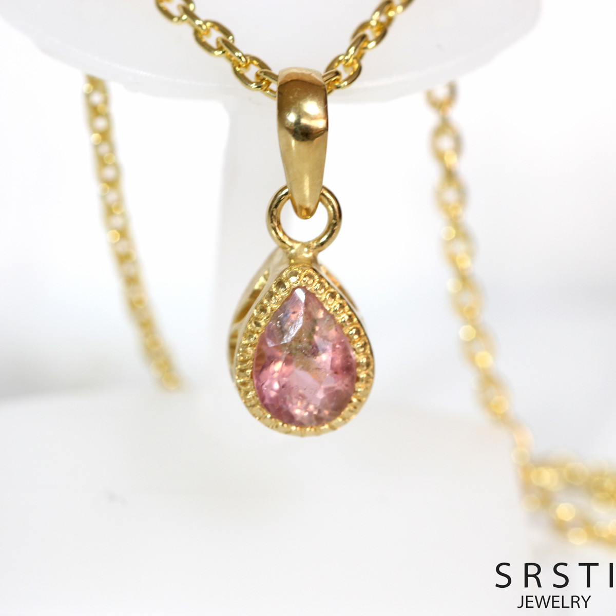 ★１点物★ バイカラートルマリンペアシェイプK18GP チャーム