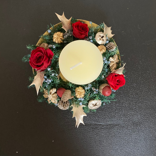 クリスマスキャンドルリース（燃焼系キャンドル）【Creema限定