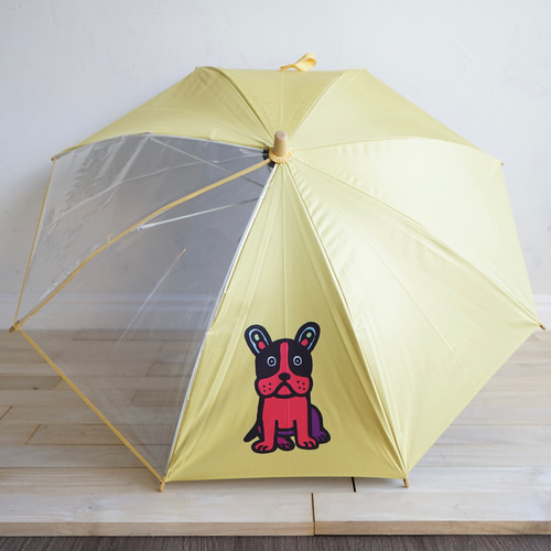 【未使用】LADUREE　ラデュレ　長傘　雨傘 ドット フレンチブルドッグ 未使用】LADUREE ラデュレ 長傘 雨傘 ドット フレンチブルドッグ