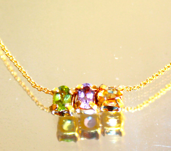 - mystic jam - Peridot & Amethyst & Citrine Necklace 2枚目の画像