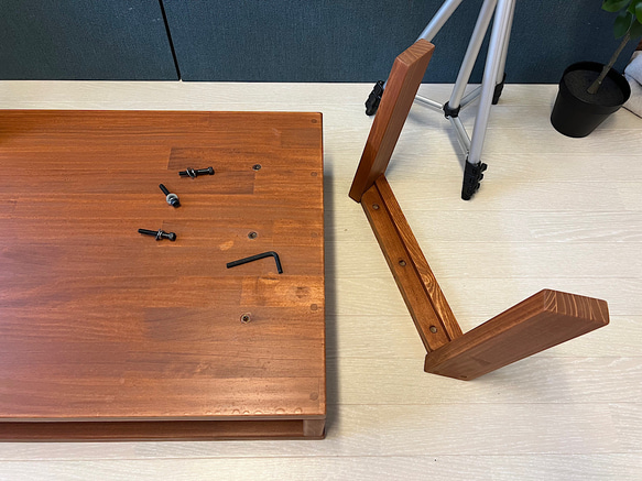 【送料無料】 ローテーブル ロ形 60cm 45cm パイン チーク 木製脚 組立式 8枚目の画像