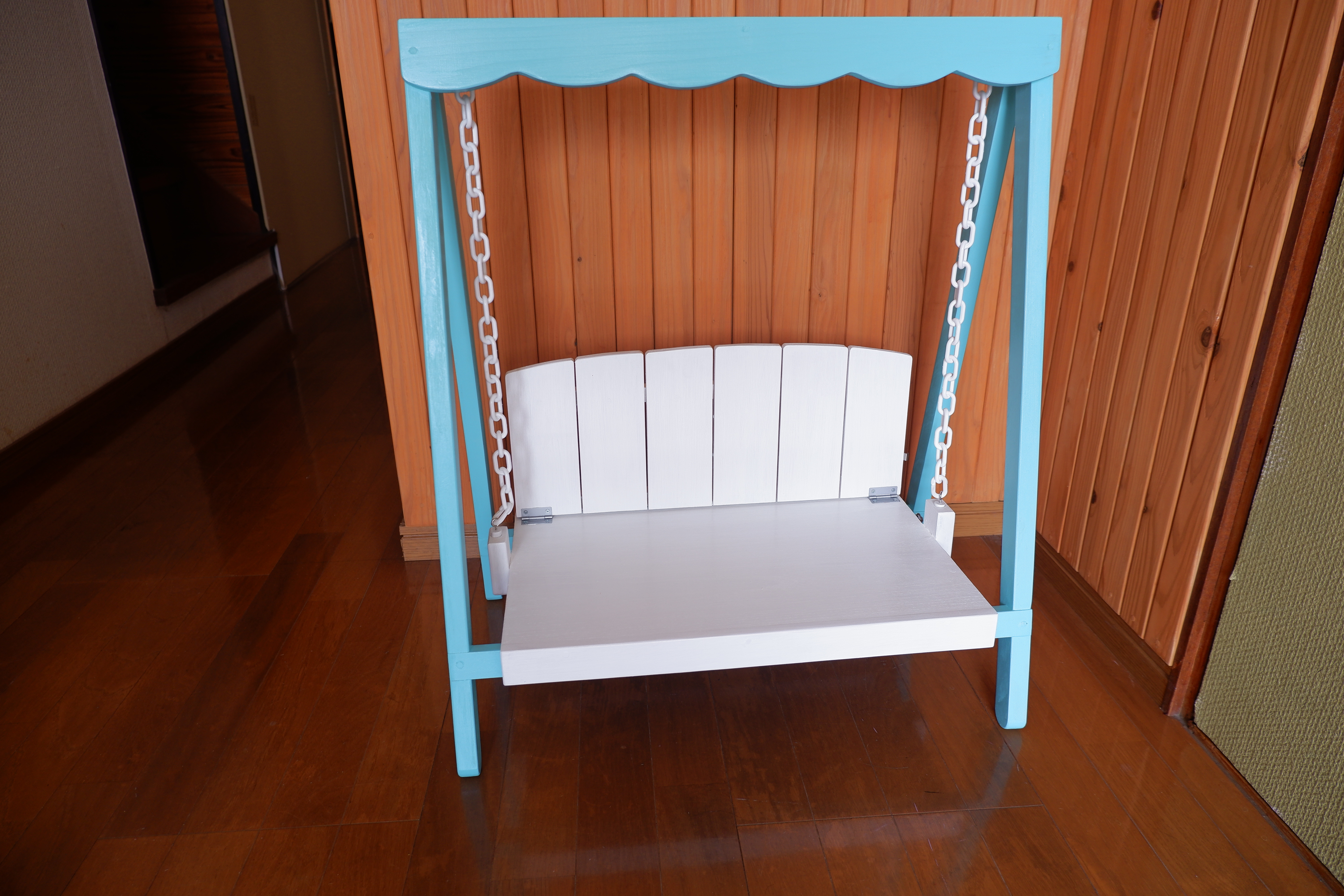 ロングタイプ　組みたて式　ブランコ風　ベンチ　高さ7０㎝　くさり選べます