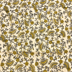 [50 公分單位] Kinari 黃棕色花印度 Bagloo 手工塊印花織物紡織品 第3張的照片