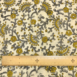 [50 公分單位] Kinari 黃棕色花印度 Bagloo 手工塊印花織物紡織品 第6張的照片