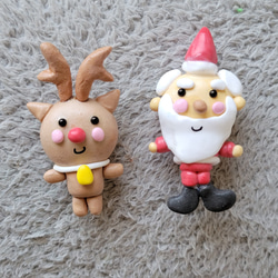 サンタさんとトナカイちゃんマグネット(樹脂粘土) 1枚目の画像