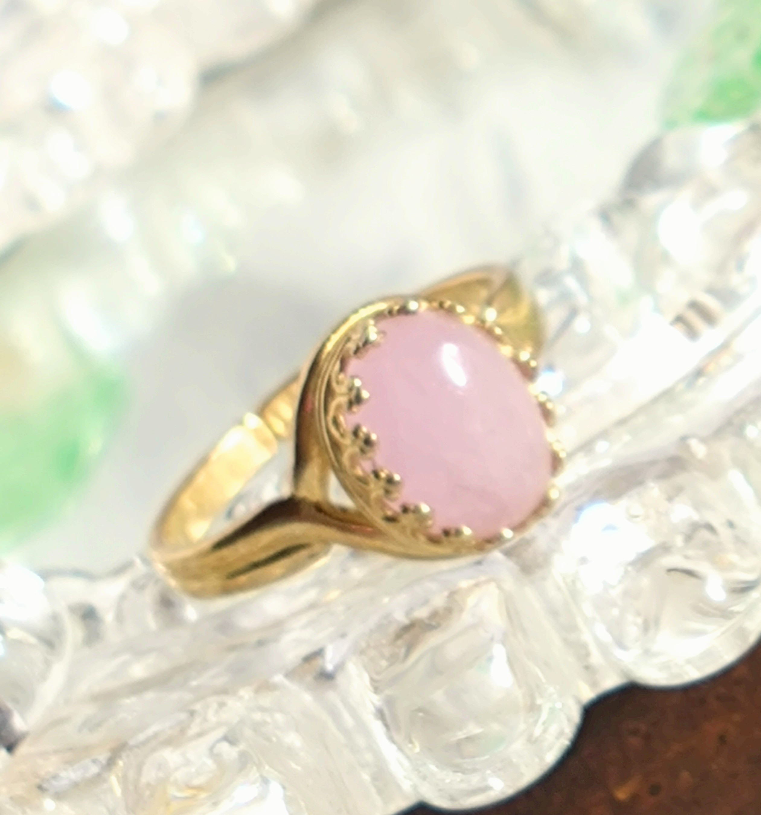 9月誕生石・・ナイジェリア産 クンツァイト ring(フリーサイズ) 指輪