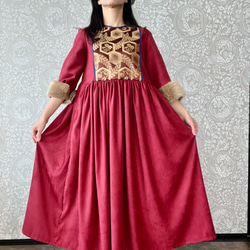 カラバリ豊富　大人かわいい アンティーク帯を使用した 季節のオリエンタルドレス(夏はリネンに変更可能) 2枚目の画像