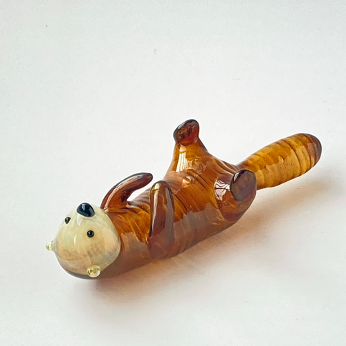 ラッコ 中空ガラスの動物置物 ガラス細工 オブジェ その他置物 ガラス