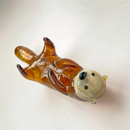 ラッコとカワウソ　　ガラス細工 ラッコとカワウソ ガラス細工 ラッコとカワウソガラス細工