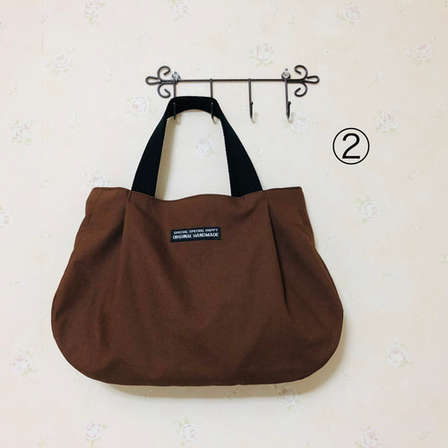 タックでふっくら ミニトート バッグ カバン☆ハンドメイド エコバッグ  