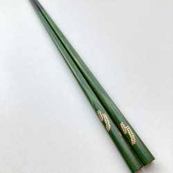 《再販》緑色漆の摺り漆箸〈稲穂〉 2枚目の画像