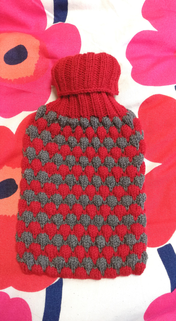 手編み　湯たんぽカバー　ファシー2リットル用　ハマナカ　アメリー　氷まくら 1枚目の画像