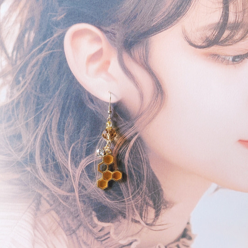 完全受注制作】蜂蜜と檸檬のアクセサリーセット ピアス（フック