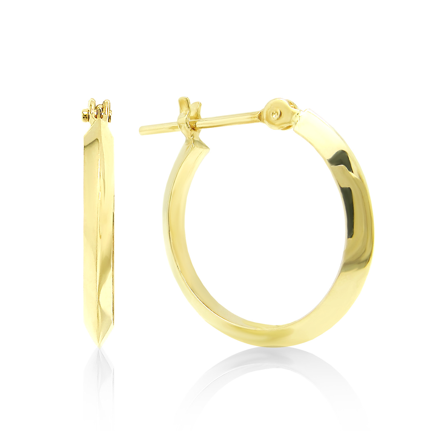 シャープラインがクールでおしゃれ！ K10 イエローゴールド シンプル シャープライン フープ ピアス ★在庫あり★