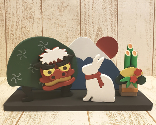 ご予約…✦新作✦謹賀新年・お正月飾り…着物うさぎと招き猫…モリモリバージョン ご予約…✦新作✦謹賀新年・お正月飾り…着物うさぎと招き猫