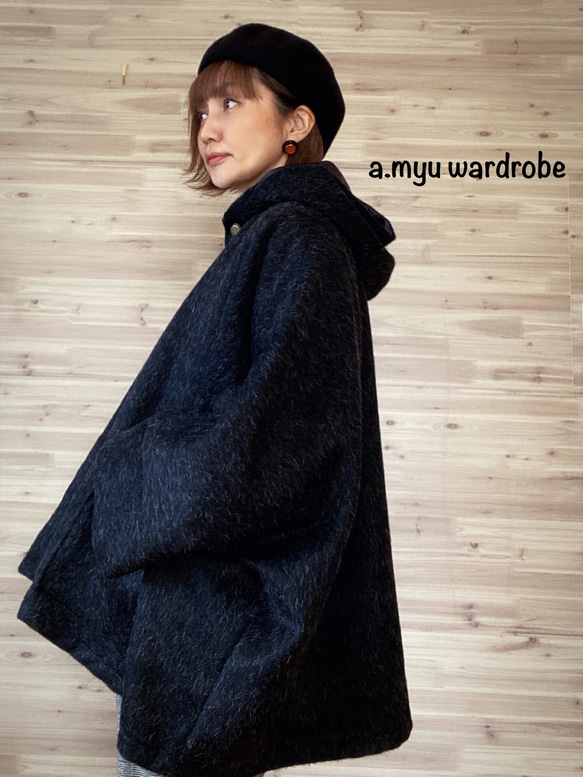 a.myu 【限定】即納可能になりました✨上質woolのポンチョ　グレー　毛足の長め 2枚目の画像