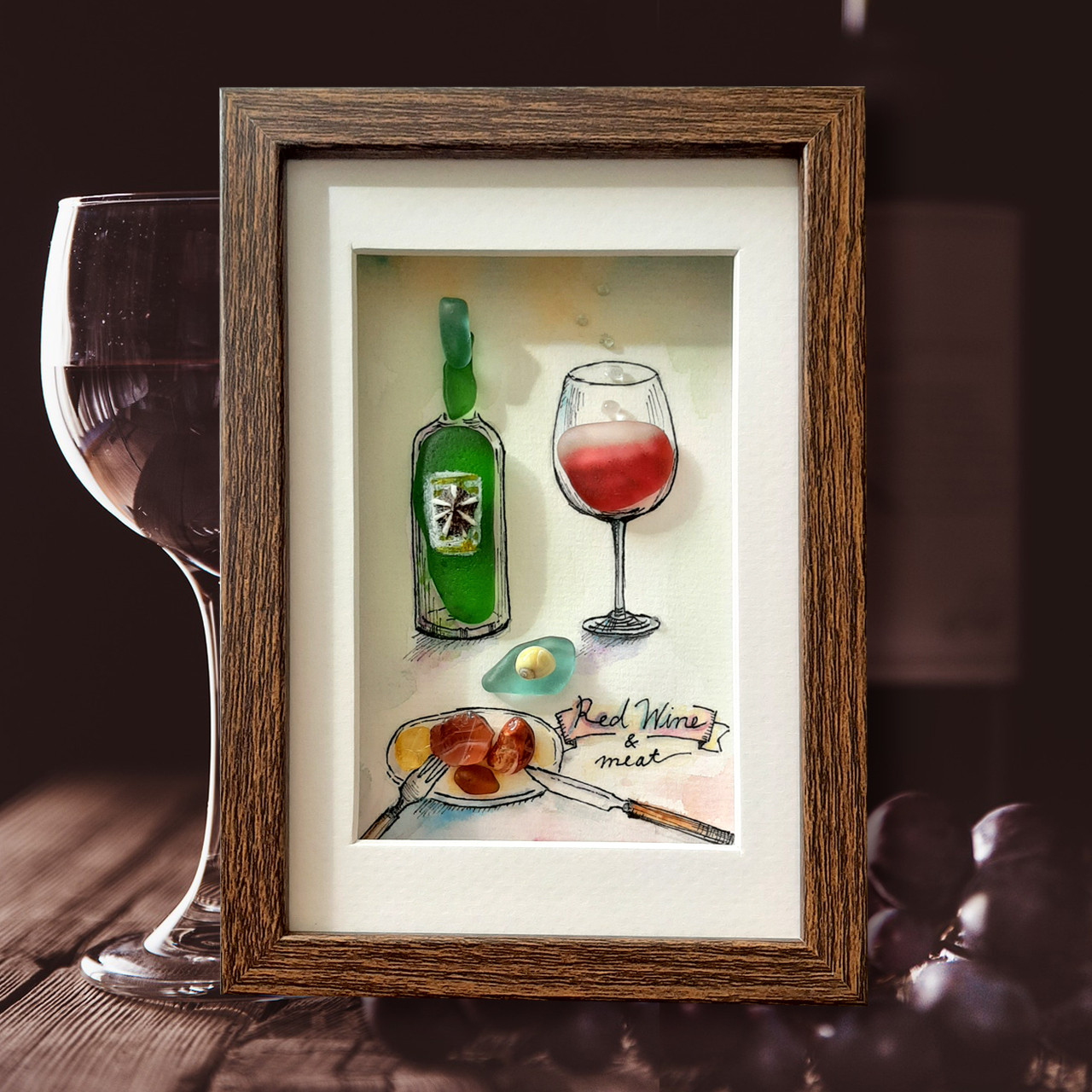 シーグラスアート　ワイン樽　二重奏　たかりん様　ご確認用 シーグラスアート　ワイン樽　二重奏　たかりん様　ご確認用