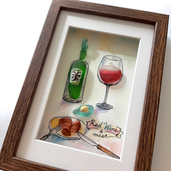 〈赤ワインとお肉〉シーグラスアート 2枚目の画像