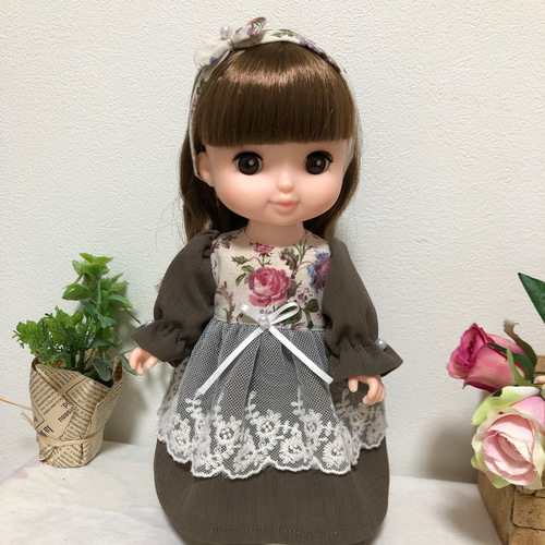 ソランちゃん長袖ブラウンワンピース☆26cmドール服 ソランちゃん服 