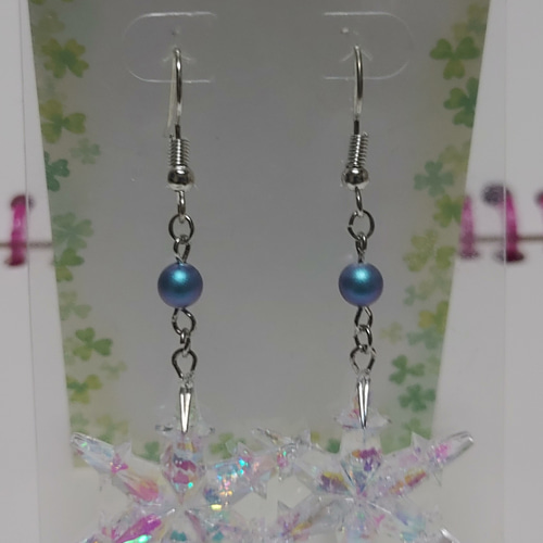 ハンドメイド 星と雪の結晶 ピアス