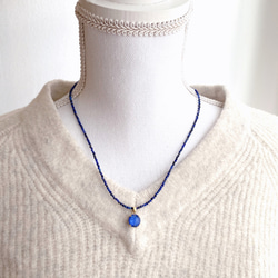 ラピスラズリ×クリスタル カポション　ネックレス [ゴールドorシルバー] 10枚目の画像