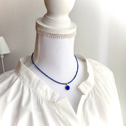 ラピスラズリ×クリスタル カポション　ネックレス [ゴールドorシルバー] 13枚目の画像