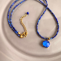 ラピスラズリ×クリスタル カポション　ネックレス [ゴールドorシルバー] 5枚目の画像