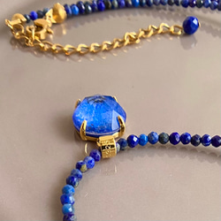 ラピスラズリ×クリスタル カポション　ネックレス [ゴールドorシルバー] 6枚目の画像