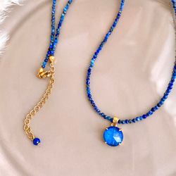 ラピスラズリ×クリスタル カポション　ネックレス [ゴールドorシルバー] 15枚目の画像