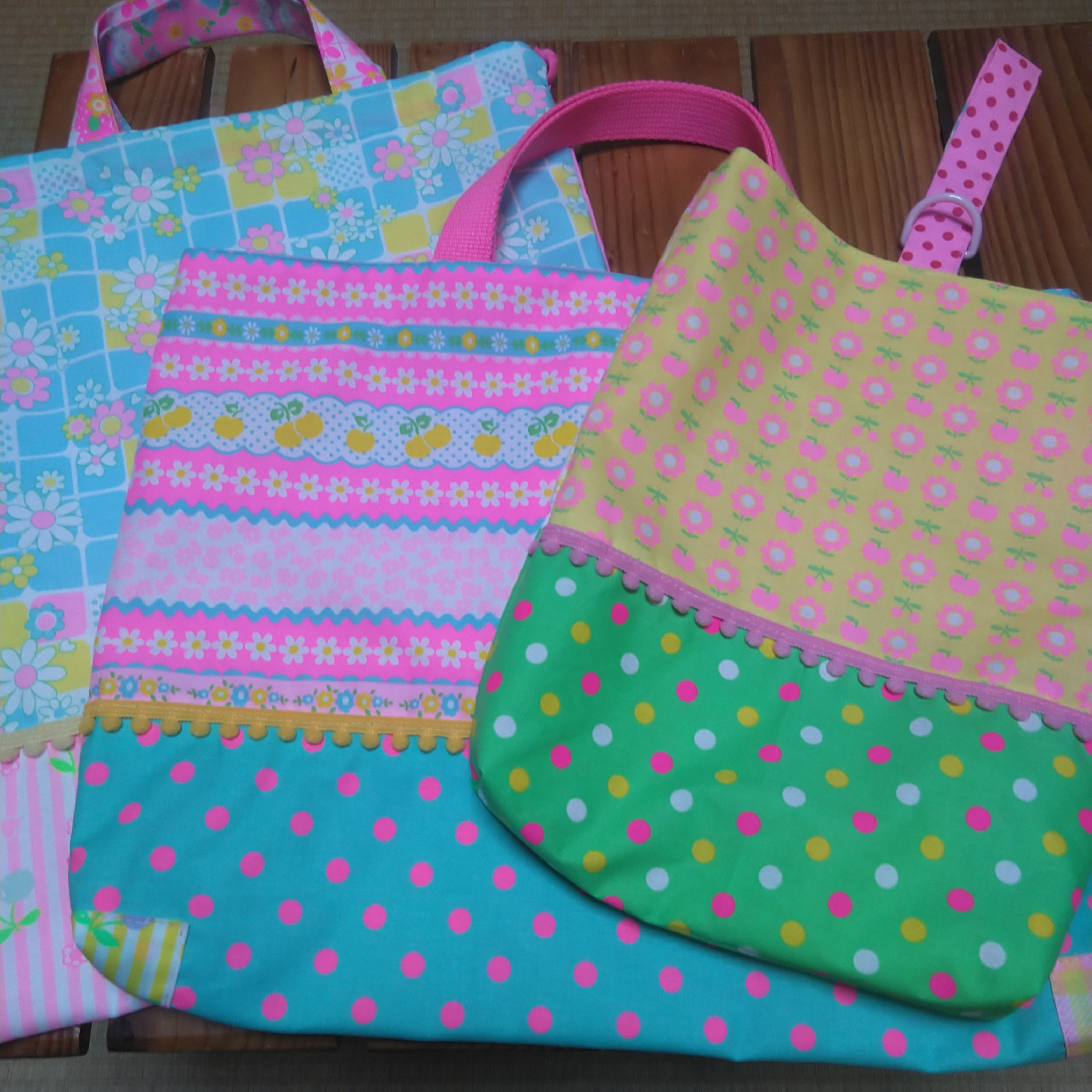 送料無料　6入園入学準備ピンクス手提げ　レッスンバック　上履き入れ　体操服袋　女の子　体操着入れ　巾着袋　体育着入れ