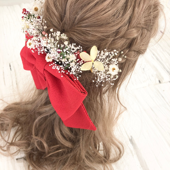 ハイカラさん　髪飾り　ヘッドドレス　赤リボン 2枚目の画像