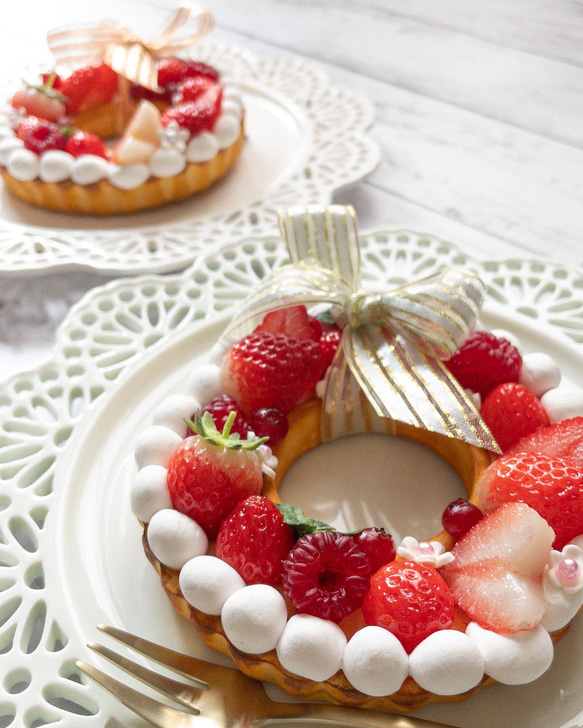 ハートいちごのリースタルト リース 3がつうさぎ 通販 15083849