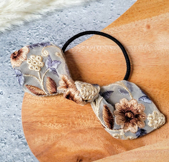 インド刺繍 ヘアゴム リボン 刺繍 ヘアアクセサリー ヘアアレンジ 大人