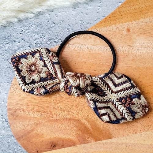 インド刺繍 ヘアゴム リボン 刺繍 ヘアアクセサリー ヘアアレンジ 大人
