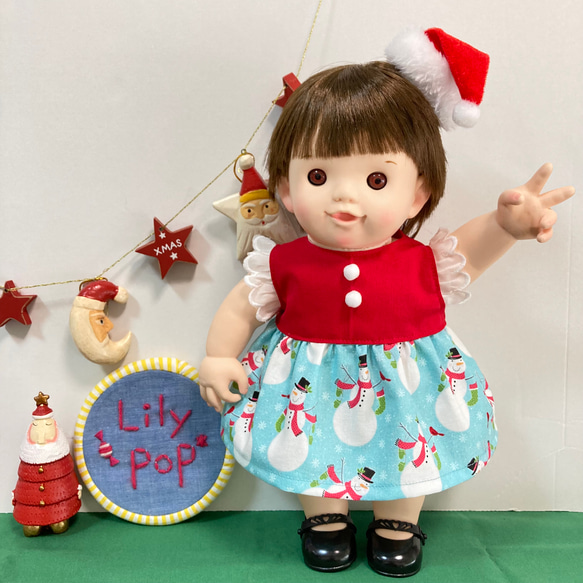 スノーマンクリスマスワンピース☆　ぽぽちゃん　服　USAコットン 1枚目の画像