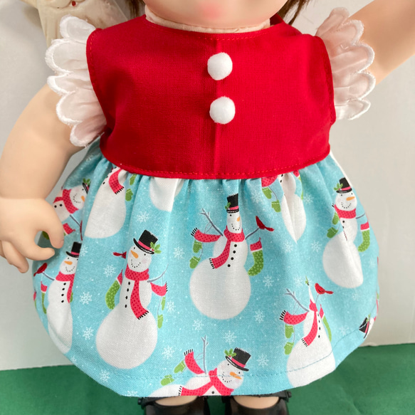 スノーマンクリスマスワンピース☆　ぽぽちゃん　服　USAコットン 2枚目の画像