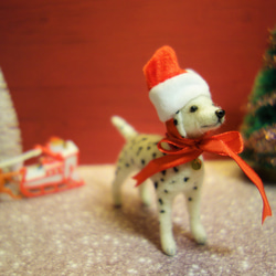 クリスマス・ダルメシアン　1年中飾れます　犬　ミニチュア　ドール　ブライス　羊毛フェルト 3枚目の画像