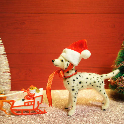 クリスマス・ダルメシアン 1年中飾れます 犬 ミニチュア ドール