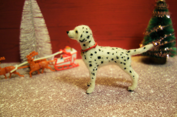 クリスマス・ダルメシアン　1年中飾れます　犬　ミニチュア　ドール　ブライス　羊毛フェルト 5枚目の画像