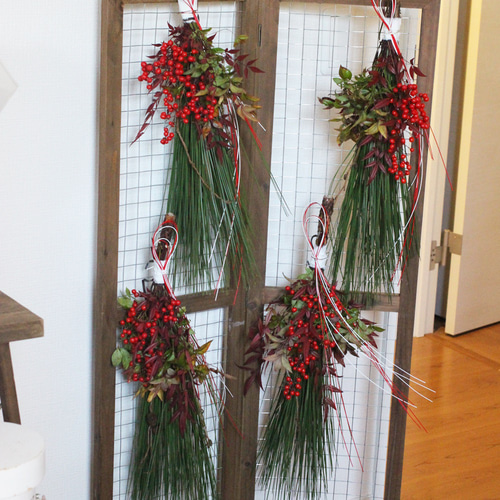 フレッシュ大王松と南天のお正月飾り しめ縄・しめ飾り petit chocolat