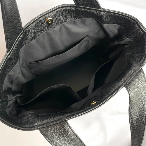 送料無料】大人のリボントートバッグ /フェイクレザー/ブラック トート