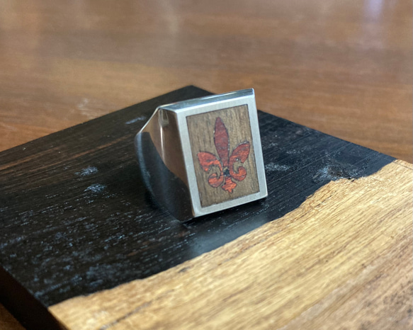 選べる木のデザイン】木象嵌リング ユリの紋章ver シルバー925 指輪