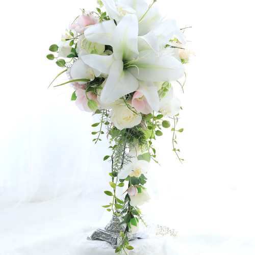 押し花　ユリのブーケ ユリ入り】季節のおまかせ ワンサイド花束 | noend flower