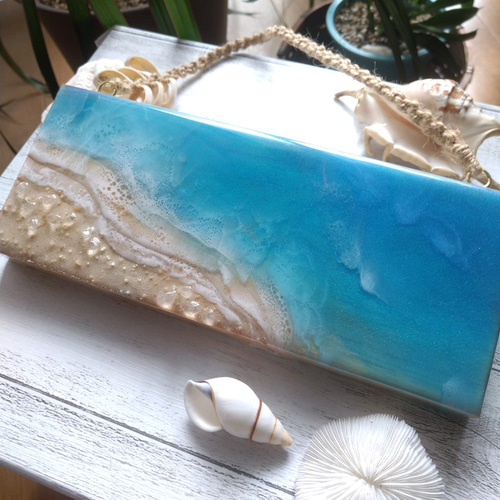 沖縄の海を感じる』ヒノキ板 オーシャンレジンアート その他アート