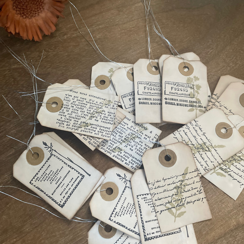 コーヒー染めタグ　プレゼント✨✨ コーヒー染めタグ40枚 タグ・台紙 きまぐれハウスM 通販 15085547