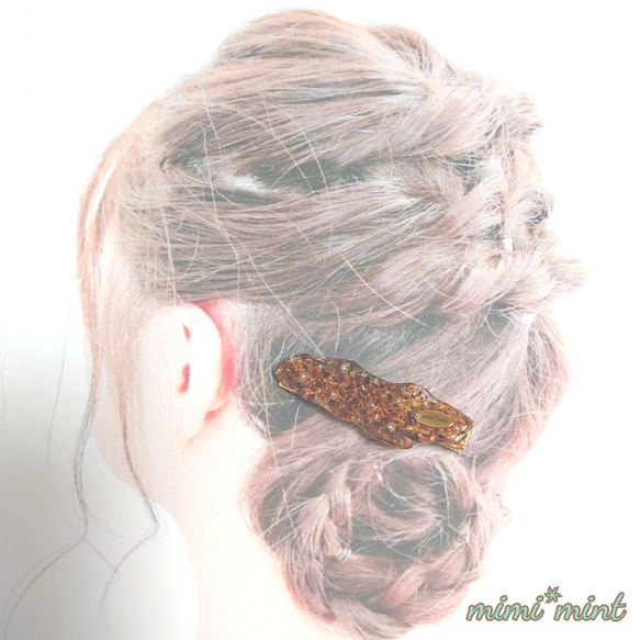 *レジン　ヘアクリップ*　アゲートスライス　CL104　ハンドメイド 4枚目の画像