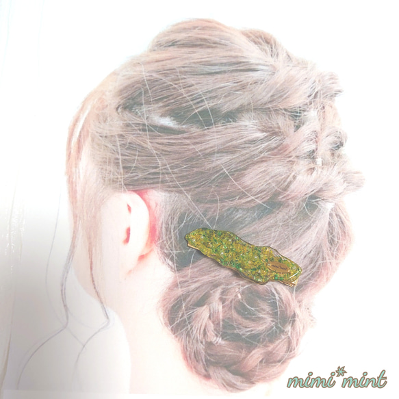 *レジン　ヘアクリップ*　アゲートスライス　CL107　ハンドメイド 4枚目の画像