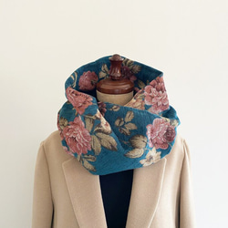 高品質哥白林編織圍巾，優雅，成人，玫瑰圖案，花卉圖案，花朵，藍色，藍色 第10張的照片