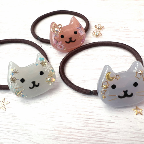 かわいいお顔つき 花猫ちゃんヘアゴム ヘアゴム Kemko 通販